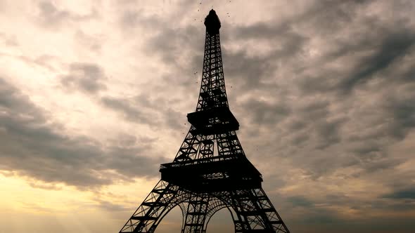 Eiffel Tower Dark Cloudy Sky