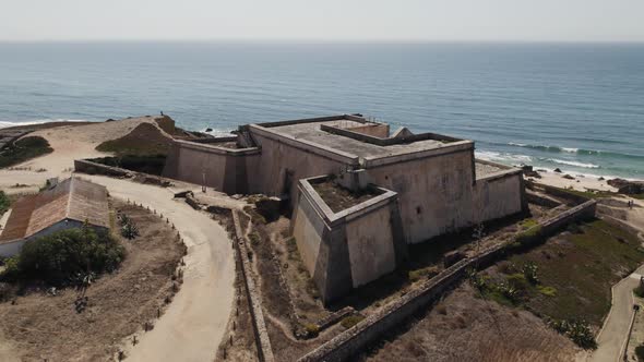 Close up of fortification in Porto Covo Portugal, Portuguese historic landmark