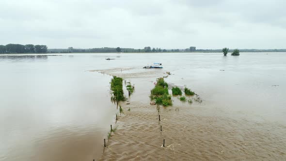 Flood on river Maas / Grevenbicht, Limburg, Netherlands