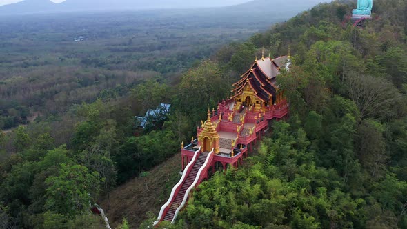 Aerial View of Wat Doi Prachan Mae Tha or Wat Phra That Doi Phra Chan in Lampang Thailand alt