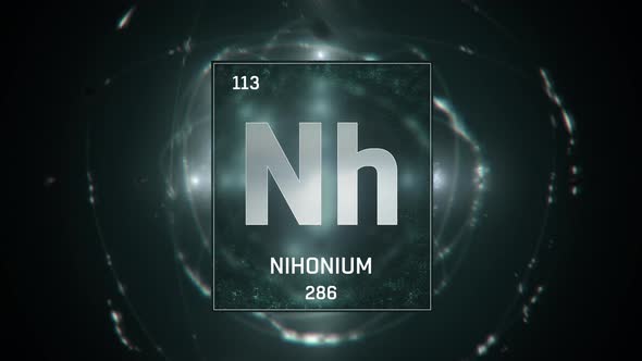 Nihonium as Element 113 of the Periodic Table on Green Background