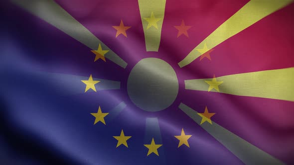 EU Macedonia Flag Loop Background 4K
