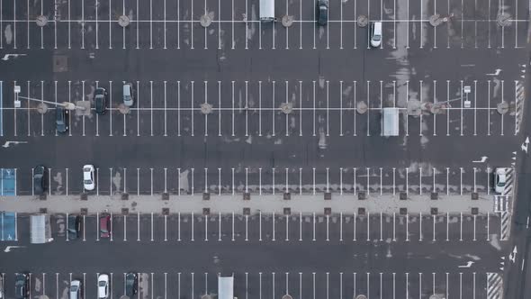 AERIAL: Cars Parked At a Distance from Each Other to Ensure Safety During Quarantine