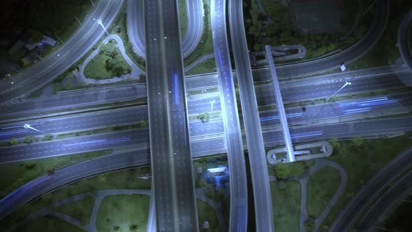 4K : Hyperlapse or Dronelapse Top view of Highway road junctions alt