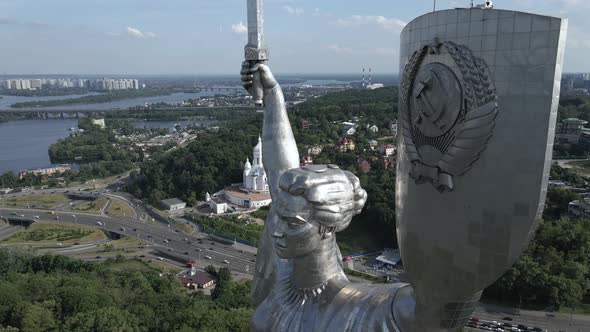 Kyiv, Ukraine: Aerial View of the Motherland Monument. alt
