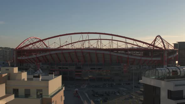 Timelapse of Getting Dark. Estadio Da Luz in Lisboa, Portugal alt