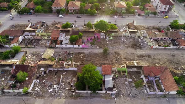 Aerial View Destroyed Houses alt