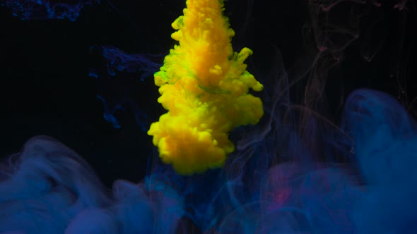 Bright Yellow Watercolor Cloud Mixes with Abstract Blue alt