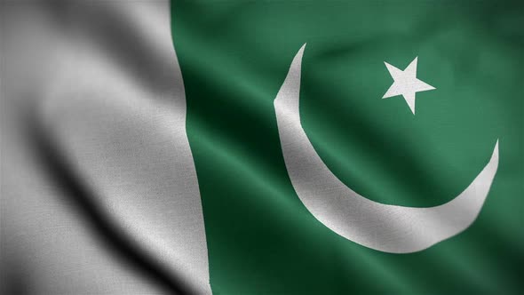 Pakistan Flag Closeup Blowing In Wind alt