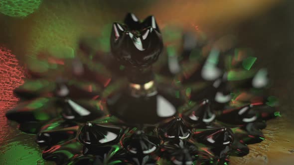 Ferrofluid. Beautiful Colors and Fantastic Shapes. Close-up