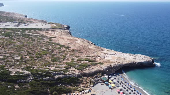 Rethymno City Beach Coast in Crete Island Greece From a Drone