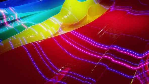 Abstract 3D Surface with Beautiful Waves Luminous Sparkles and Bright Color Gradient alt