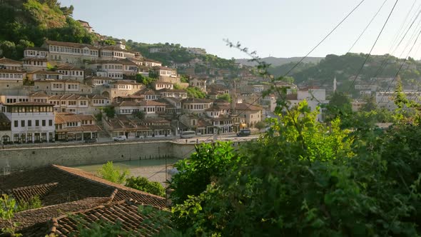 Old Traditional Houses of Historic City of Berat in Summer Albania alt