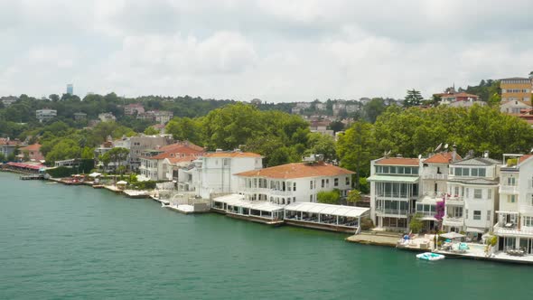Istanbul Bosphorus And Waterside House Aerial View