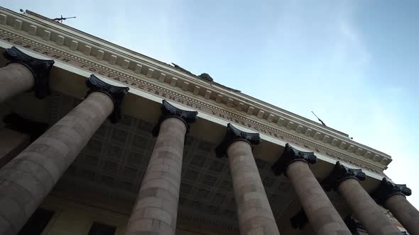 Columns, Coat of Arms and Facade at the Main Entrance To Moscow State University alt