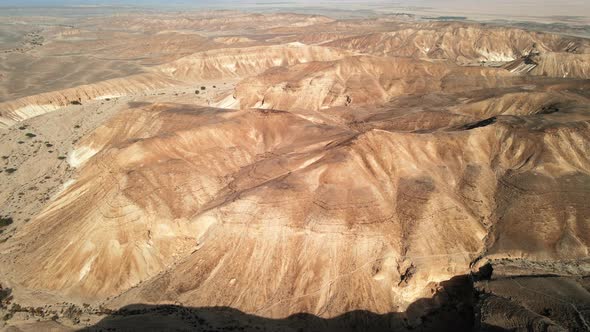 Aerial Cinematic Top Shot Desert Landscape  Israel  Negev