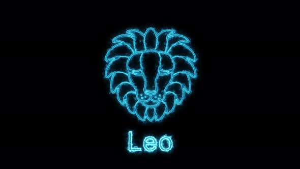 The Leo zodiac symbol, horoscope sign lighting effect green neon glow