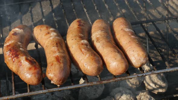 Delicious Sausages on the Grill