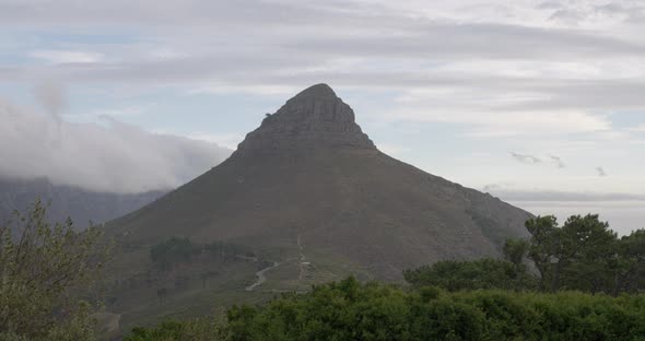 Establishing shot of Table Top and Lions Head Mountain in Cape Town South Africa alt