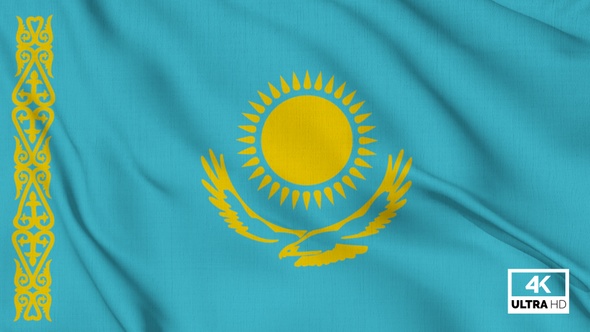 Kazakhstan Flag Waving Slowly Looped alt