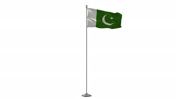 Pakistan   loop 3D Illustration Of The Waving Flag On Long  Pole With Alpha