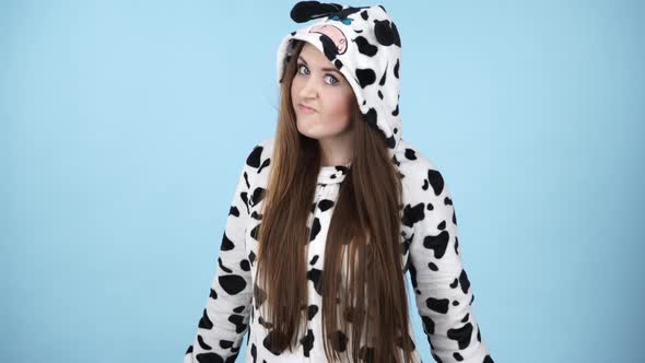 Angry Girl in Pajamas Cartoon  alt