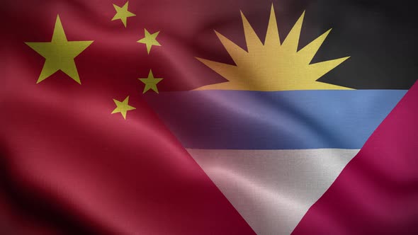 China Antigua And Barbuda Flag Loop Background 4K