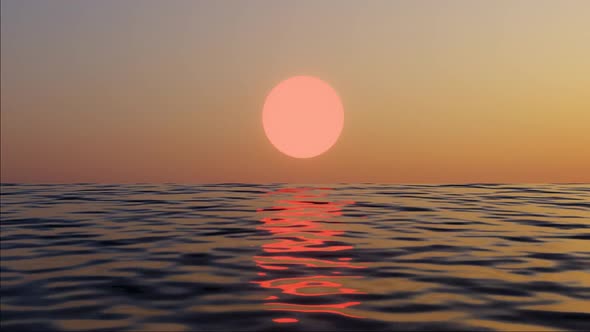 Beautiful sunset or sunrise on the ocean. Sun light beam shining through the cloudscape