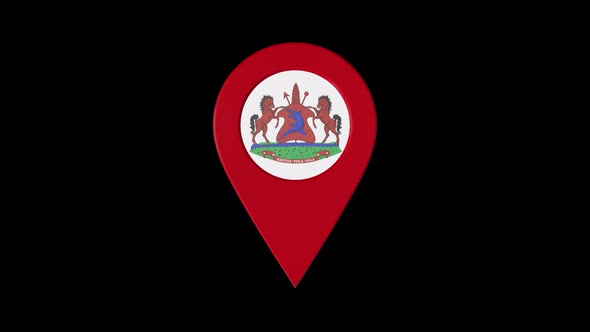3D Rotating Pin Icon Animation With Lesotho Coat Of Arms Alpha Channel 4K alt