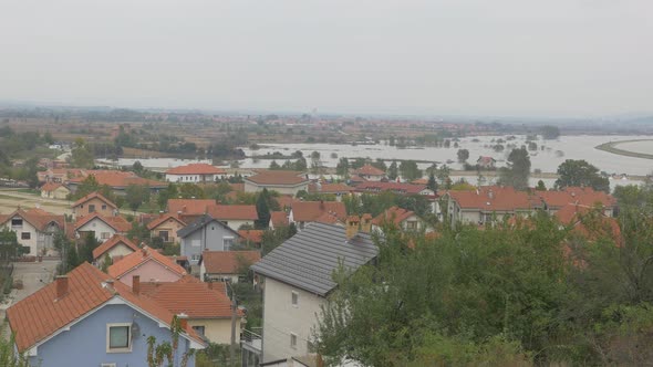 Danube river year 2014 floods Eastern Serbian village of Grabovica 4K 2160p UHD video - Floods in Ea alt