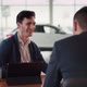 Car Business Portrait of Satisfied Male Customer Talking to Sales Manager in Vehicle in Automobile - VideoHive Item for Sale