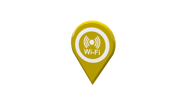 Map Location Pin With WiFi Icon Yellow V4 alt