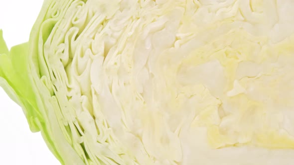 Macro shot of Half Cabbage on white background, Close up.
