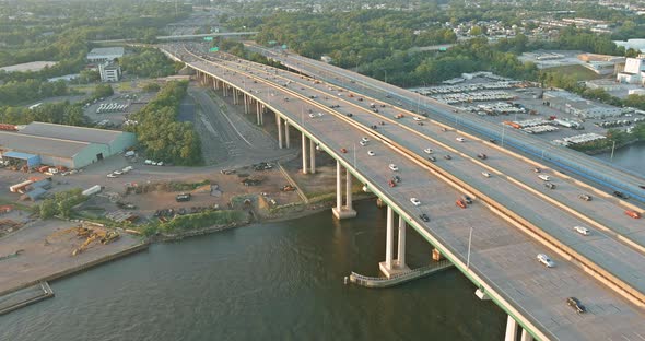 Aerial View on the Huge Complex Road Junction at the Entrance to the Governor Alfred E alt