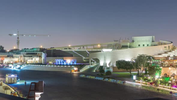 Amphitheater in Katara Cultural Village Night Timelapse Doha Qatar alt