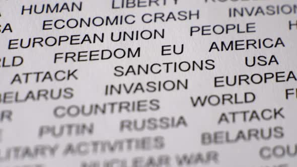 Closeup Shot of SANCTIONS Written on White Paper with a Red Line Under It