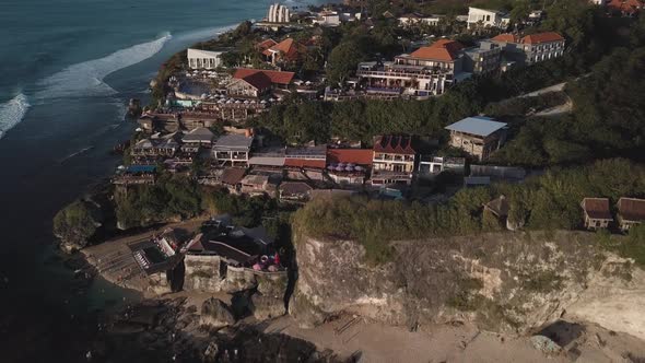 Aerial View of Famous Party Place Single Fin in Uluwatu. alt