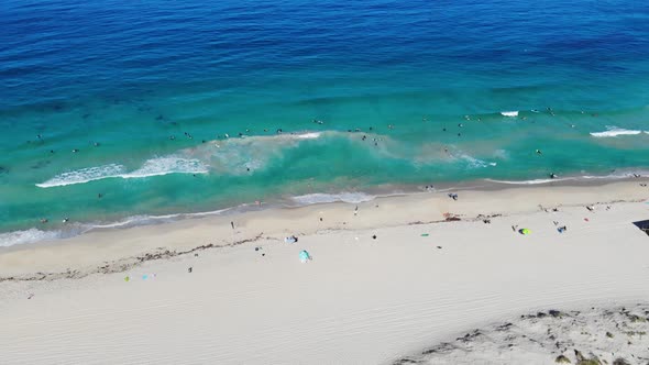 Aerial view of Tourists at a Beach in Australia	