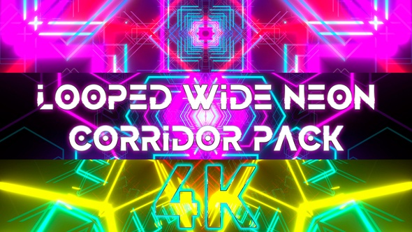 4k Looped Wide Neon Corridor Pack alt