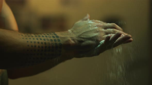 Hands with talcum powder alt