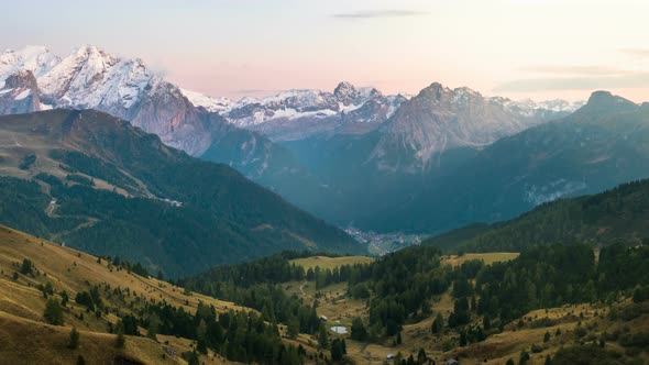 Day to Night Time Lapse of Dolomites mountain alt