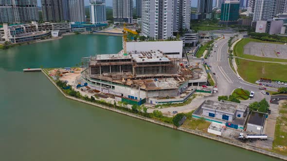 Building Construction Site Drone Shot 4K