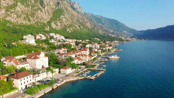 Aerial View a Kotor Bay and Old Town From Lovcen Mountain Montenegro alt