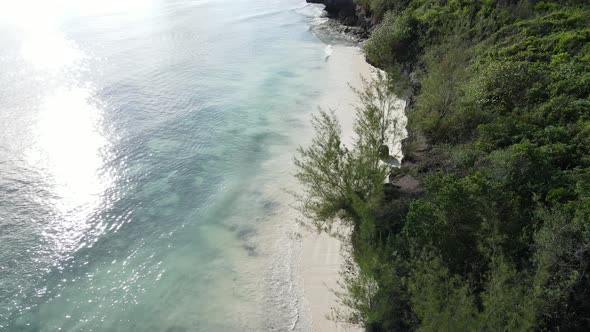 Aerial View of the Indian Ocean Near the Shore of the Island of Zanzibar Tanzania Slow Motion alt