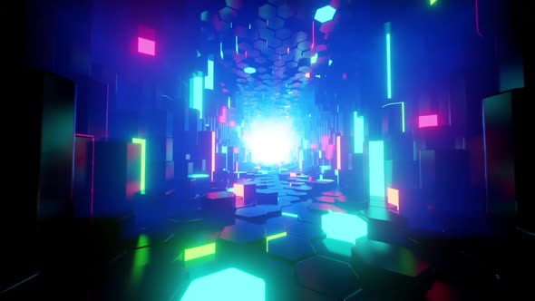 Hexagons Neon Tunnel
