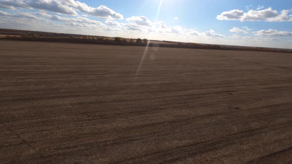 Beautiful Flight on Fpv Drone Over the Field alt