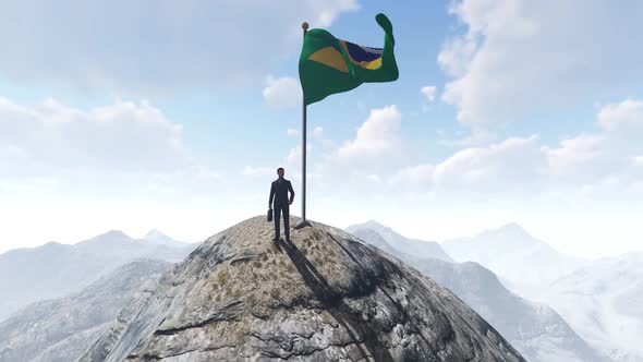 Brazil Flag And Businessman