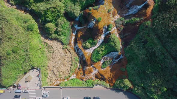 Golden Waterfall in Jiufen, Taiwan. alt