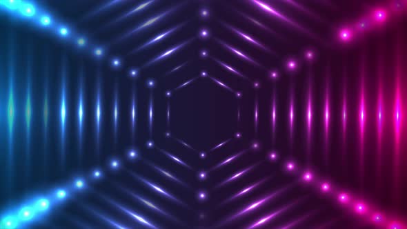 Blue Purple Glowing Neon Tech Hexagons