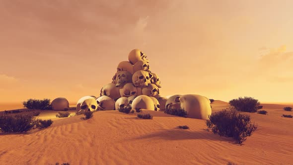 Mountain Of Skulls In The Battlefield